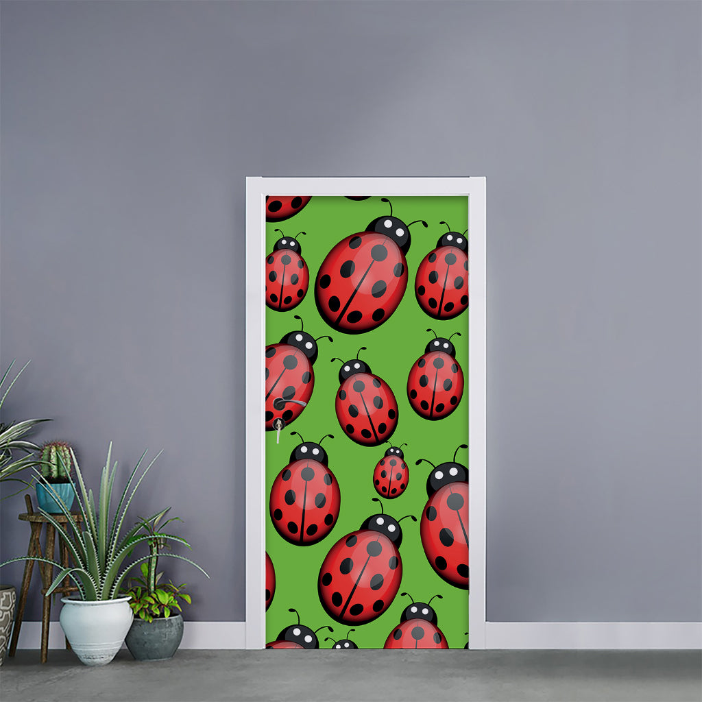Cute Ladybug Pattern Print Door Sticker