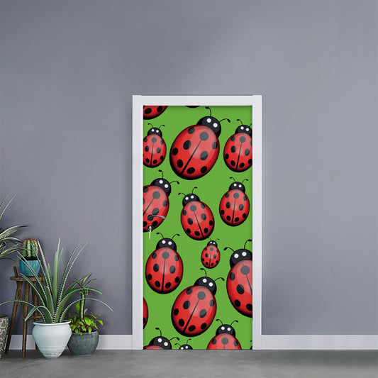 Cute Ladybug Pattern Print Door Sticker