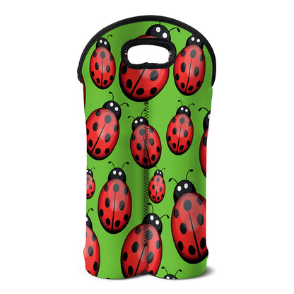 Cute Ladybug Pattern Print Double Neoprene Wine Tote