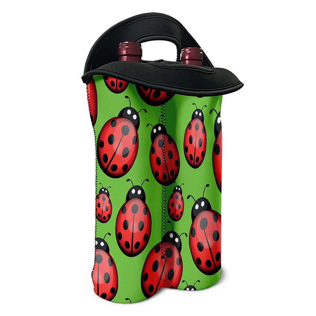 Cute Ladybug Pattern Print Double Neoprene Wine Tote