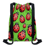 Cute Ladybug Pattern Print Drawstring Backpack