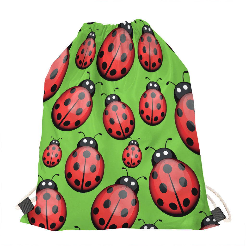 Cute Ladybug Pattern Print Drawstring Bag