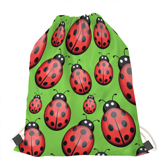 Cute Ladybug Pattern Print Drawstring Bag