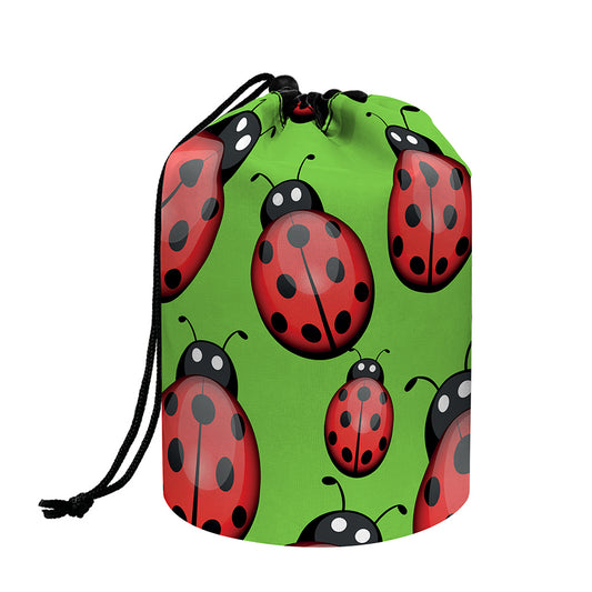 Cute Ladybug Pattern Print Drawstring Makeup Bag
