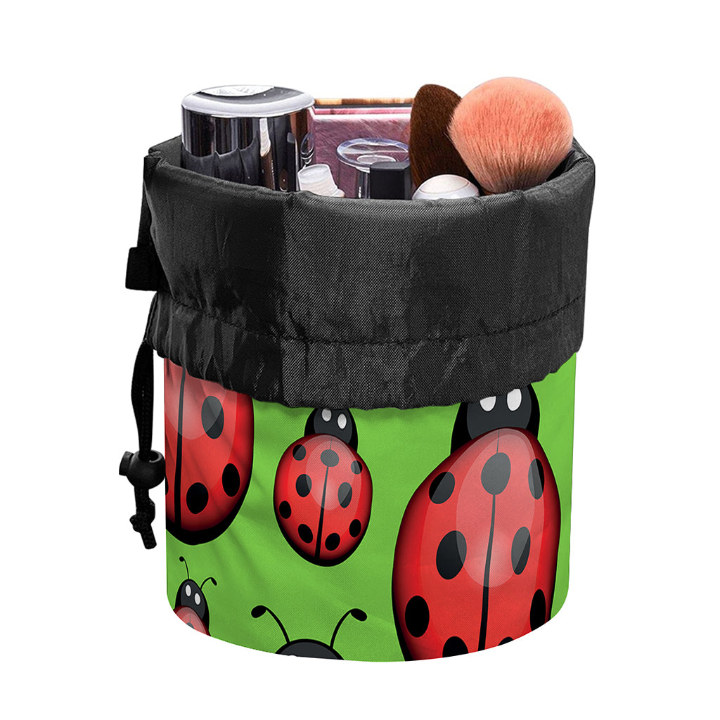 Cute Ladybug Pattern Print Drawstring Makeup Bag