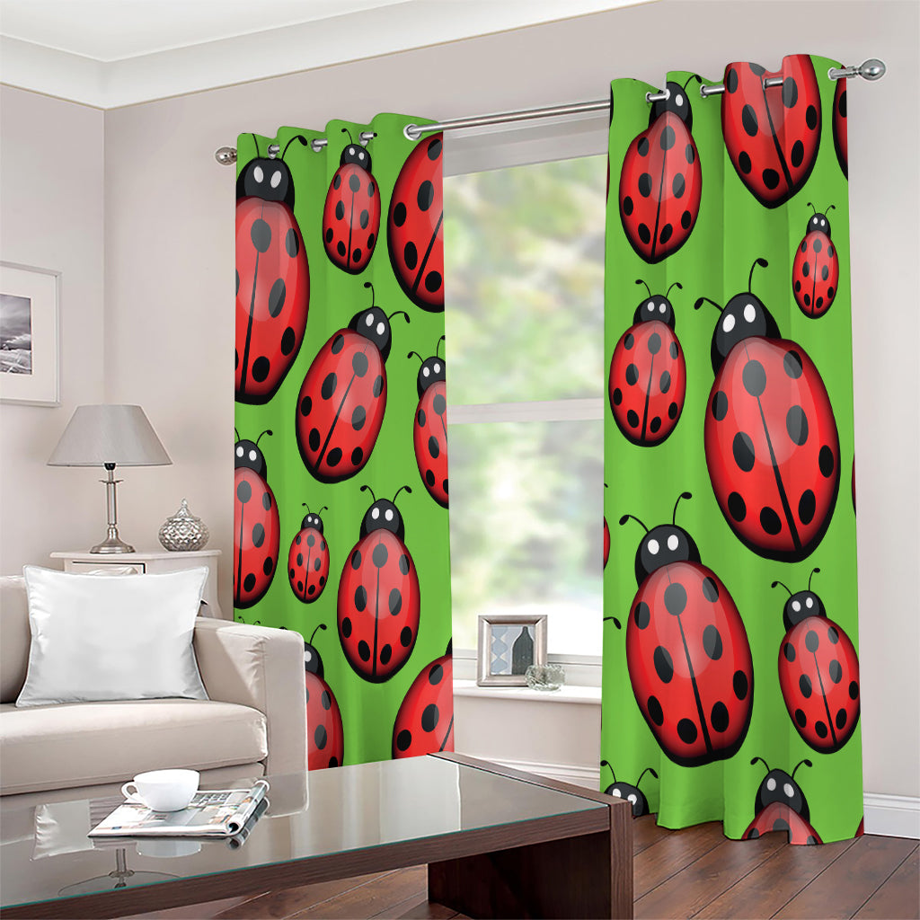 Cute Ladybug Pattern Print Extra Wide Grommet Curtains