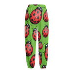 Cute Ladybug Pattern Print Fleece Lined Knit Pants