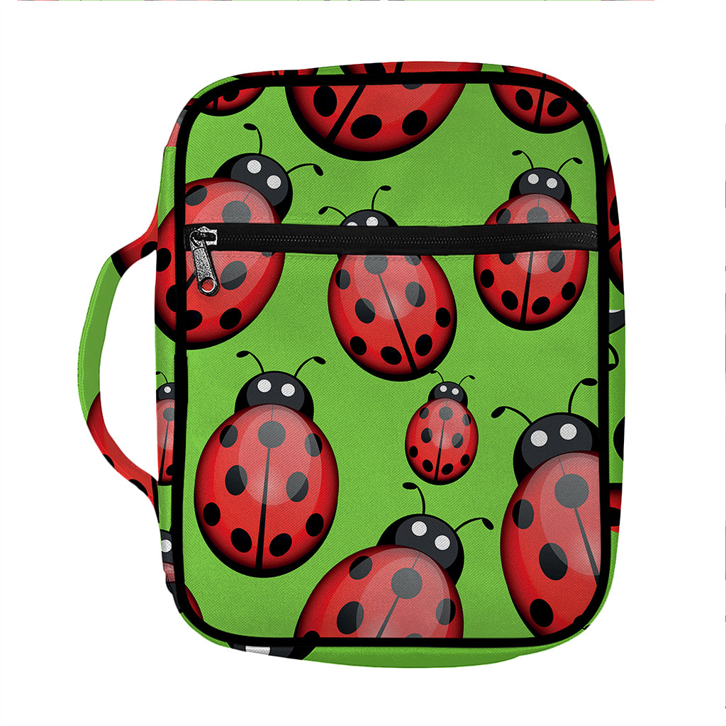 Cute Ladybug Pattern Print Front Pocket Bible Bag