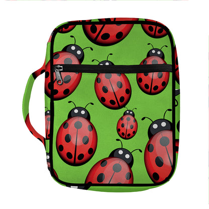 Cute Ladybug Pattern Print Front Pocket Bible Bag