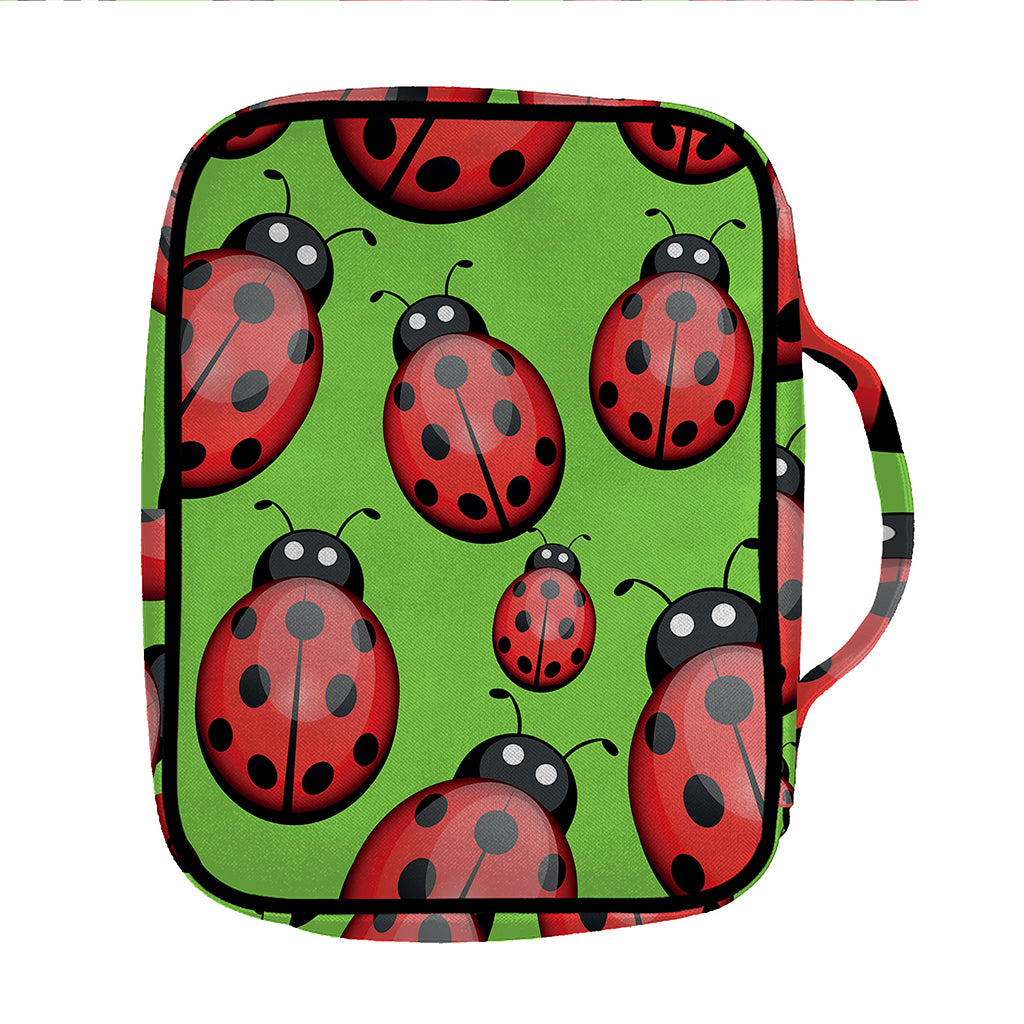 Cute Ladybug Pattern Print Front Pocket Bible Bag