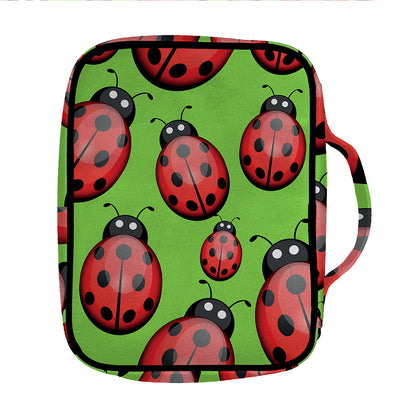 Cute Ladybug Pattern Print Front Pocket Bible Bag
