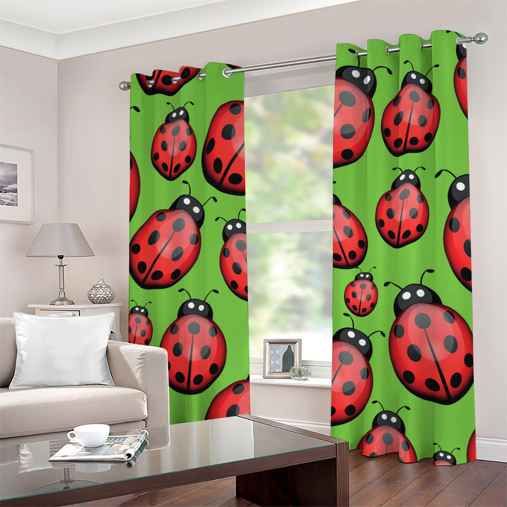 Cute Ladybug Pattern Print Grommet Curtains
