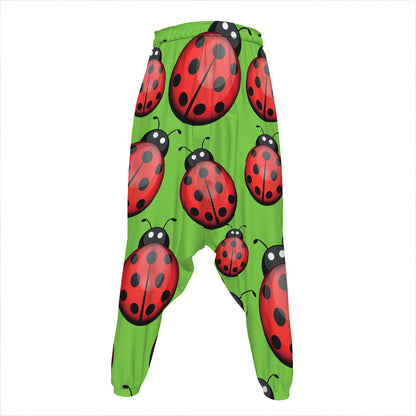Cute Ladybug Pattern Print Hammer Pants