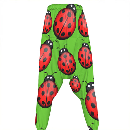 Cute Ladybug Pattern Print Hammer Pants
