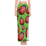 Cute Ladybug Pattern Print High Slit Maxi Skirt