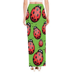 Cute Ladybug Pattern Print High Slit Maxi Skirt
