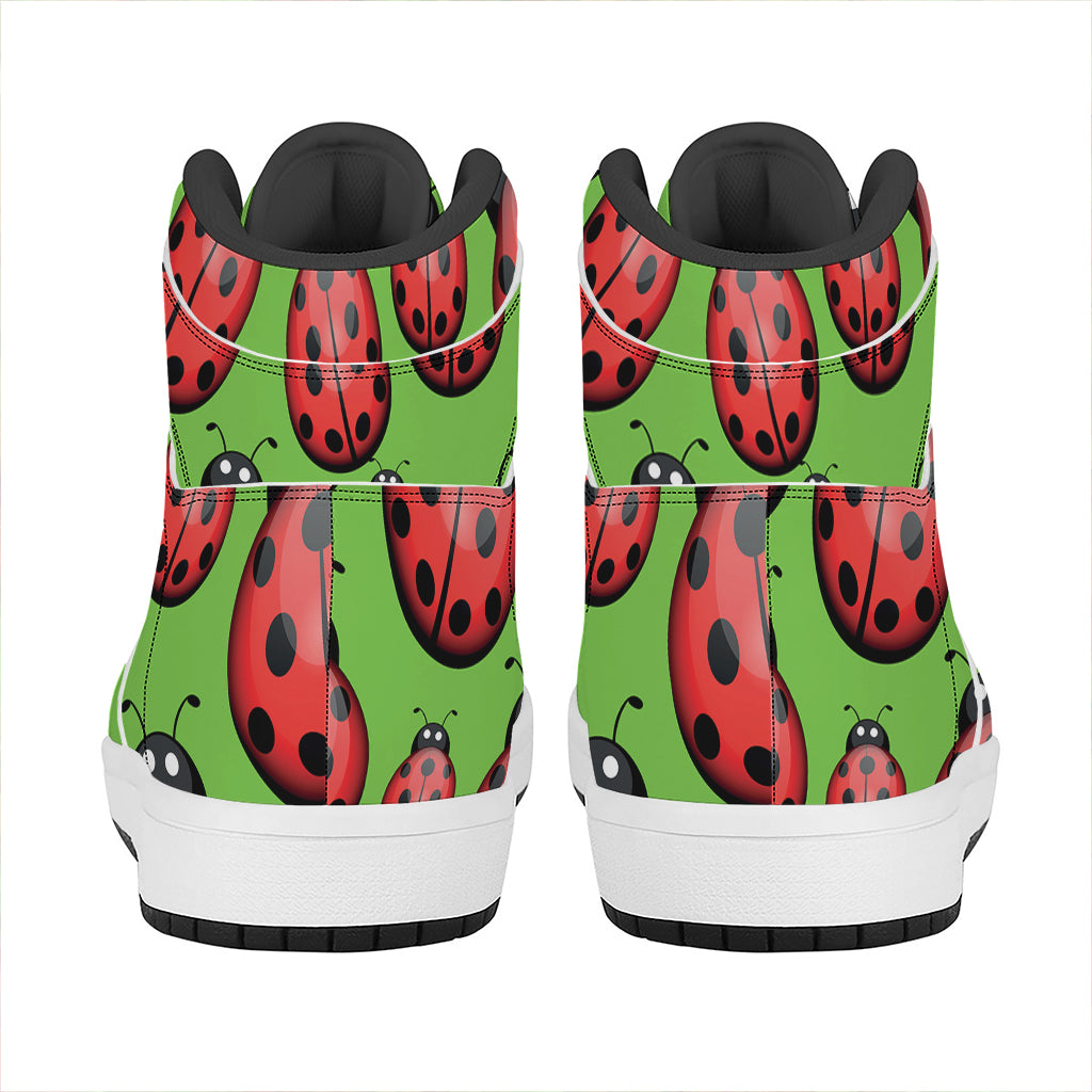 Cute Ladybug Pattern Print High Top Leather Sneakers