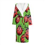 Cute Ladybug Pattern Print Hooded Bathrobe