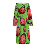 Cute Ladybug Pattern Print Hooded Bathrobe