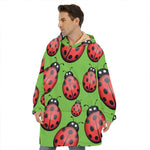 Cute Ladybug Pattern Print Hoodie Blanket