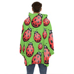 Cute Ladybug Pattern Print Hoodie Blanket