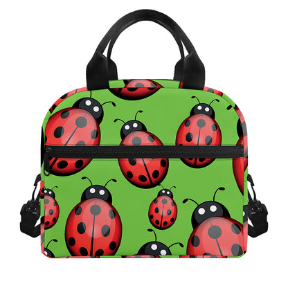 Cute Ladybug Pattern Print Insulated Lunch Bag