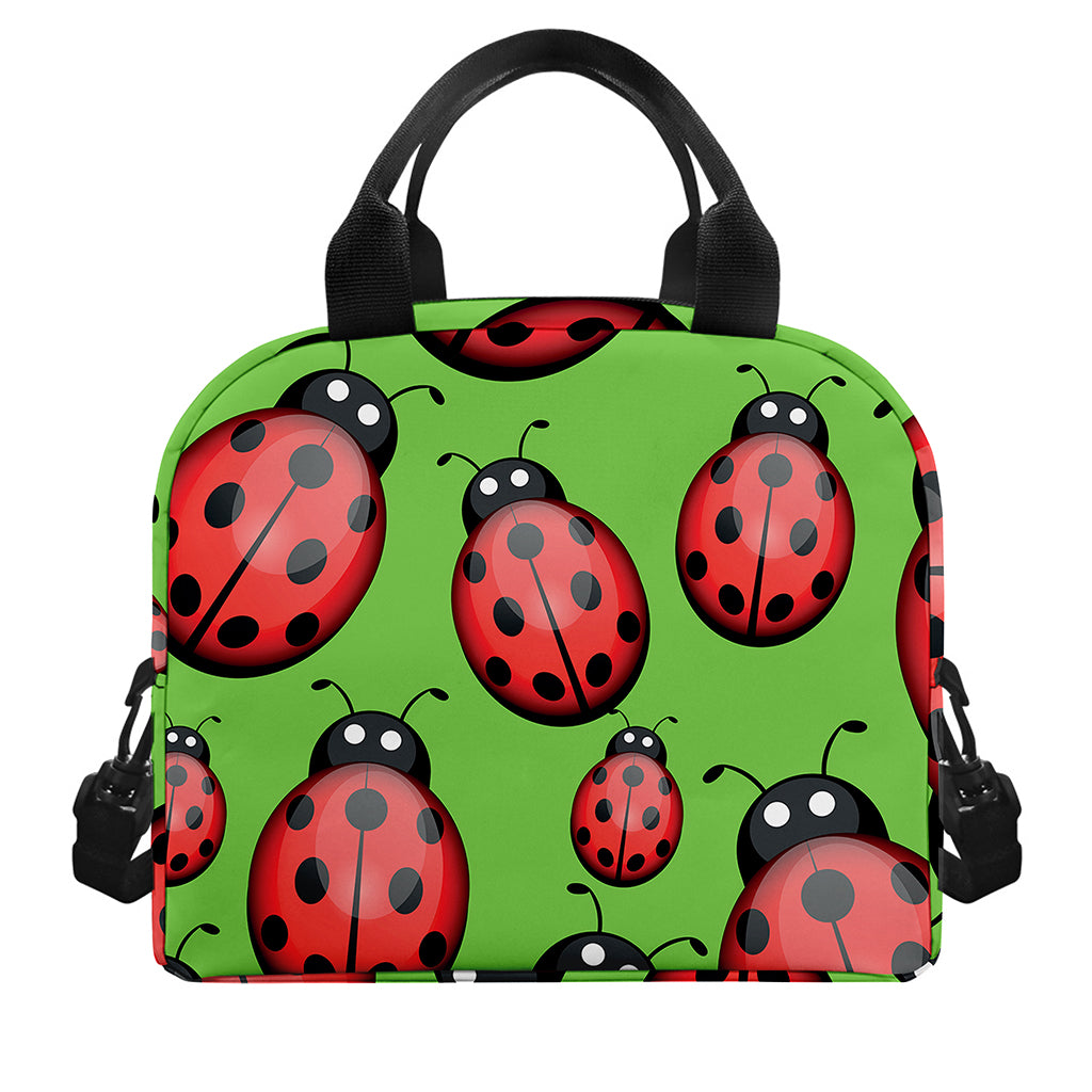 Cute Ladybug Pattern Print Insulated Lunch Bag
