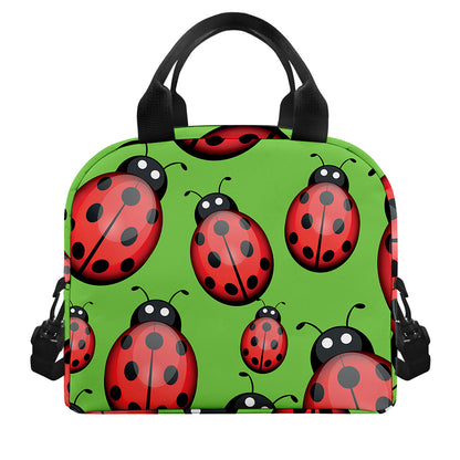 Cute Ladybug Pattern Print Insulated Lunch Bag
