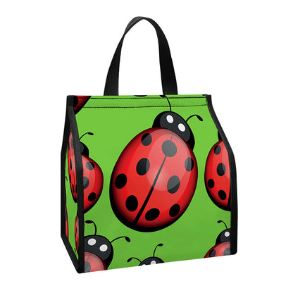 Cute Ladybug Pattern Print Insulated Lunch Tote