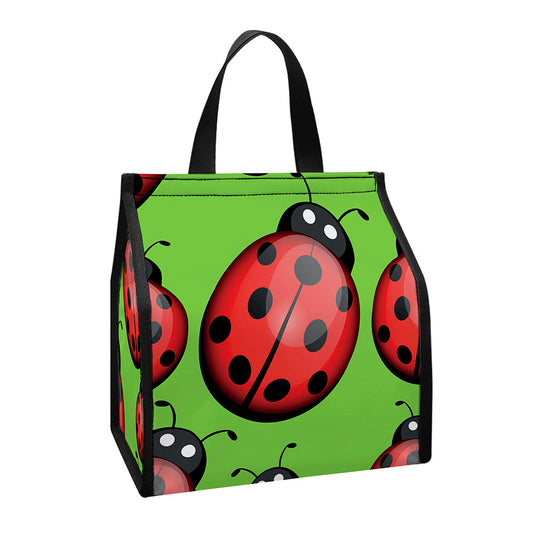 Cute Ladybug Pattern Print Insulated Lunch Tote
