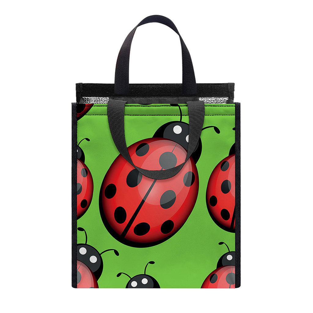 Cute Ladybug Pattern Print Insulated Lunch Tote