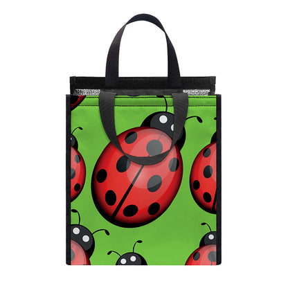 Cute Ladybug Pattern Print Insulated Lunch Tote