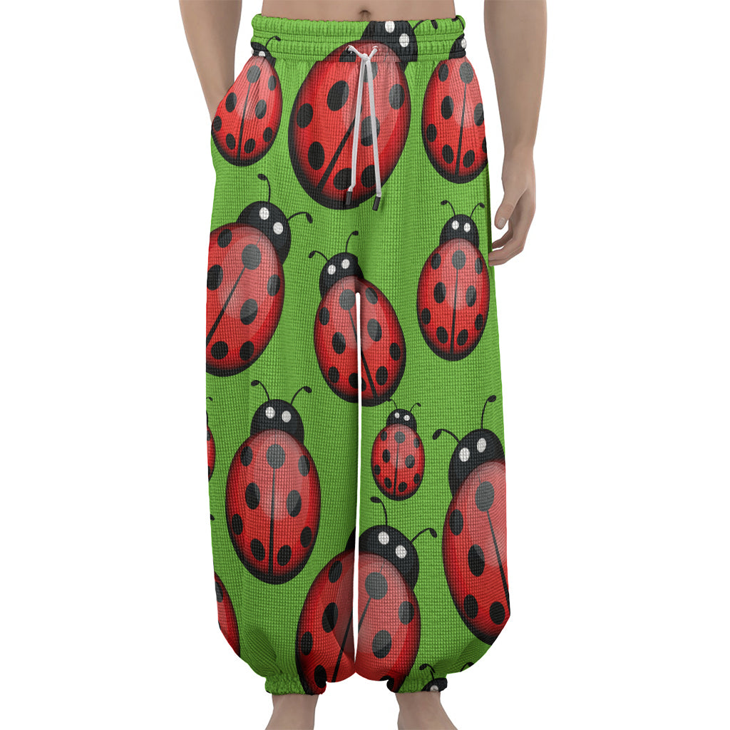 Cute Ladybug Pattern Print Lantern Pants
