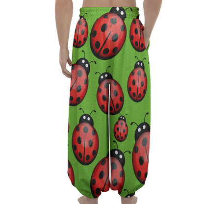 Cute Ladybug Pattern Print Lantern Pants