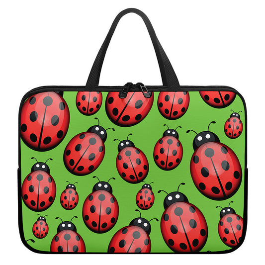 Cute Ladybug Pattern Print Laptop Sleeve With Handle