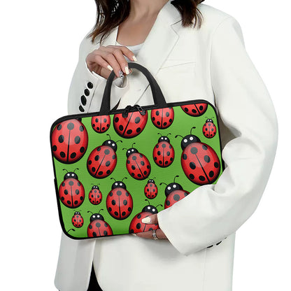 Cute Ladybug Pattern Print Laptop Sleeve With Handle