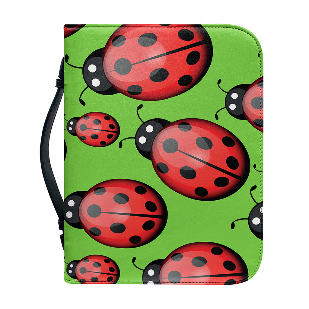 Cute Ladybug Pattern Print Leather Bible Cover