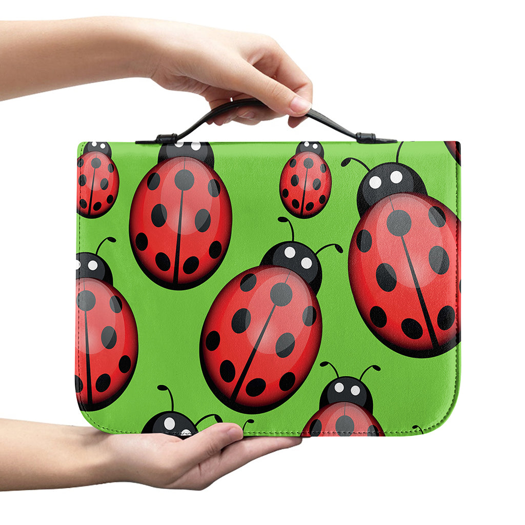 Cute Ladybug Pattern Print Leather Bible Cover