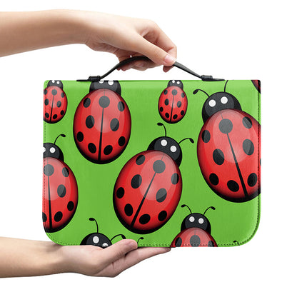 Cute Ladybug Pattern Print Leather Bible Cover