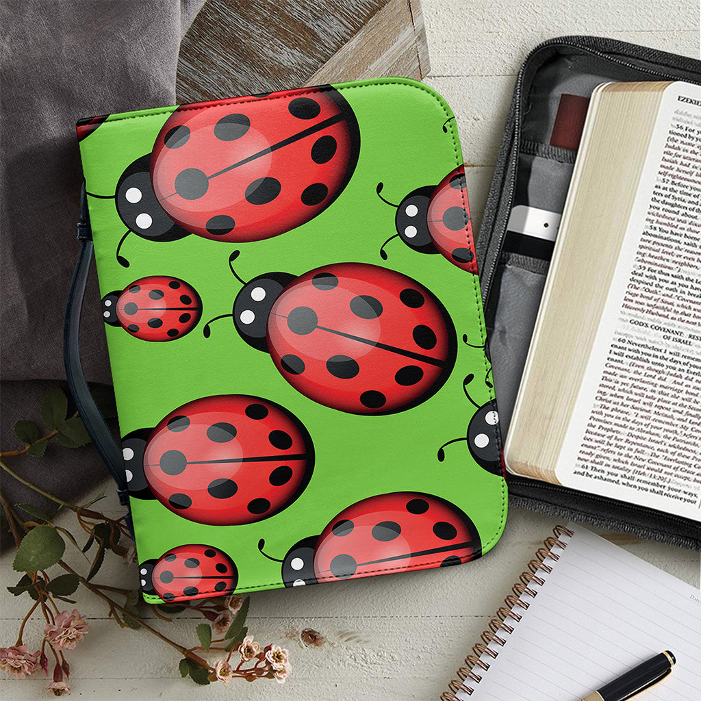 Cute Ladybug Pattern Print Leather Bible Cover