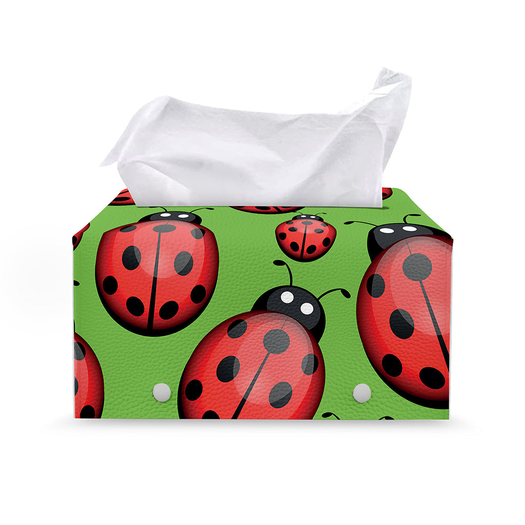 Cute Ladybug Pattern Print Leather Tissue Box Cover
