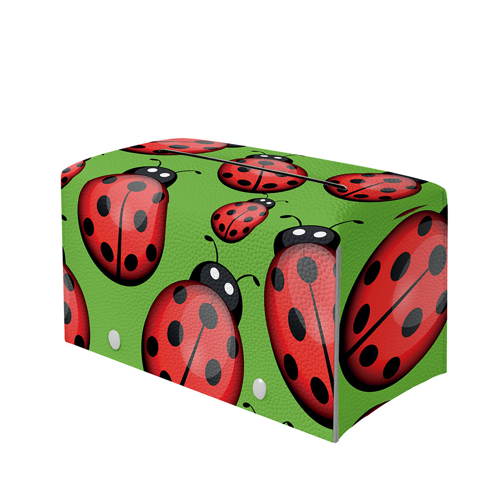 Cute Ladybug Pattern Print Leather Tissue Box Cover