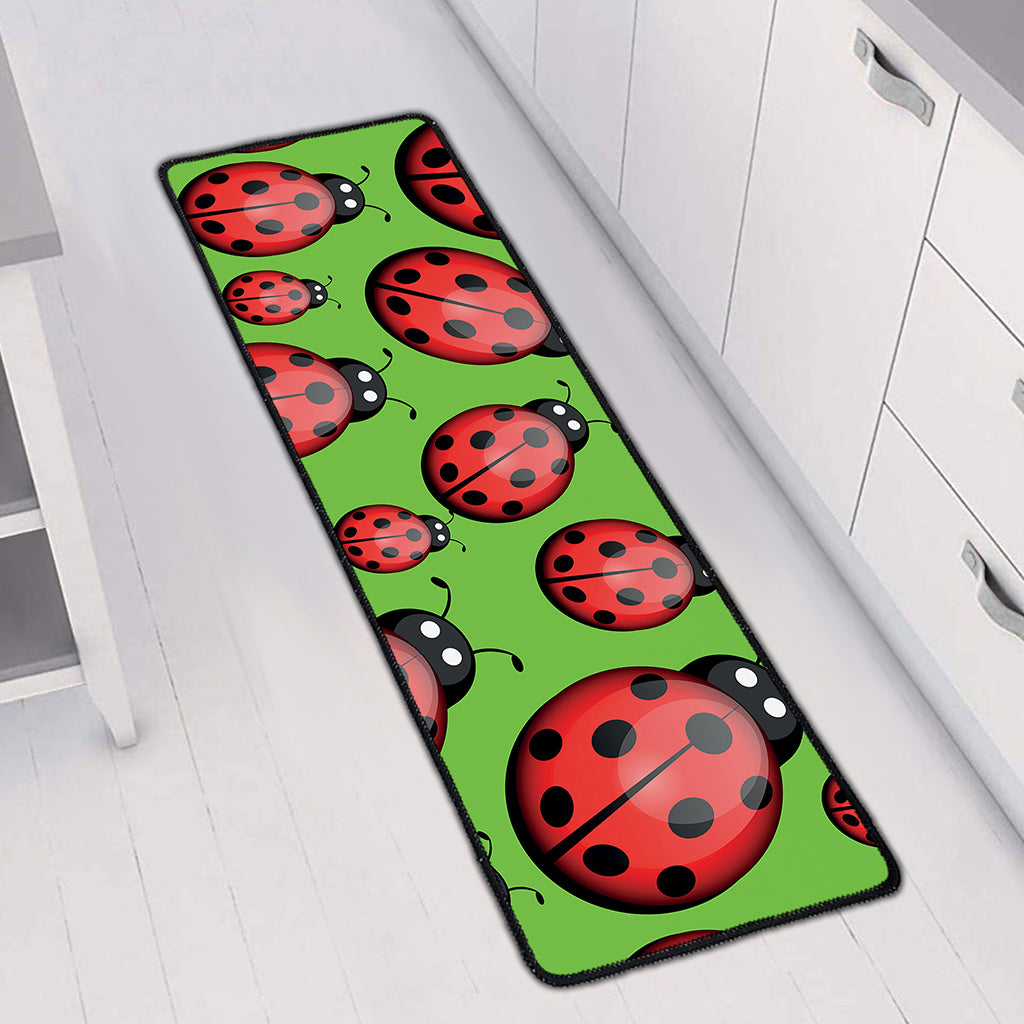 Cute Ladybug Pattern Print Long Kitchen Mat