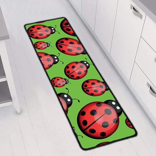 Cute Ladybug Pattern Print Long Kitchen Mat