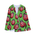 Cute Ladybug Pattern Print Long Sleeve Short Coat