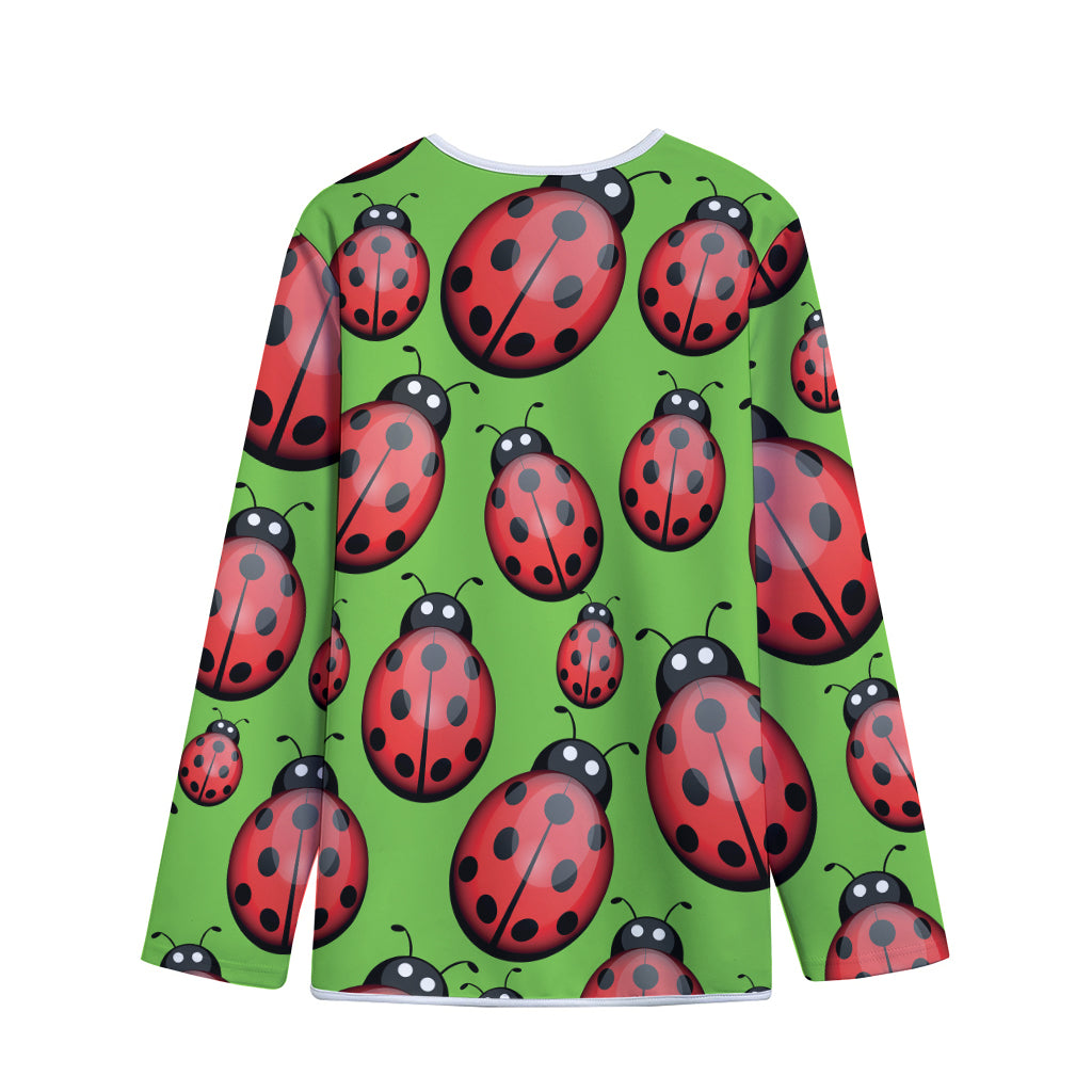 Cute Ladybug Pattern Print Long Sleeve Short Coat
