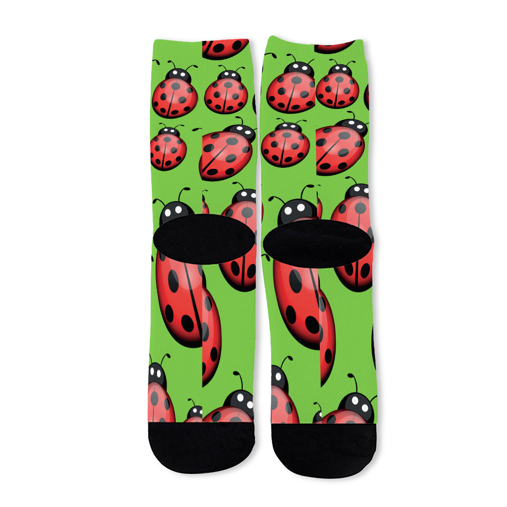 Cute Ladybug Pattern Print Long Socks