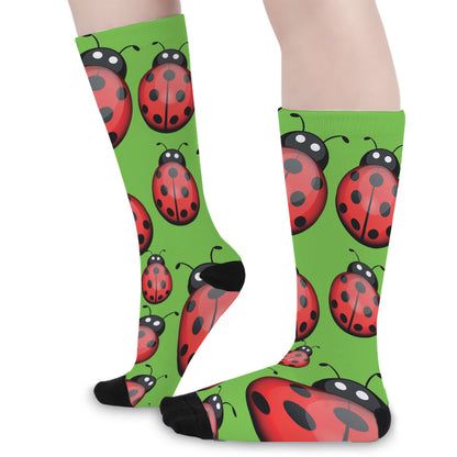 Cute Ladybug Pattern Print Long Socks