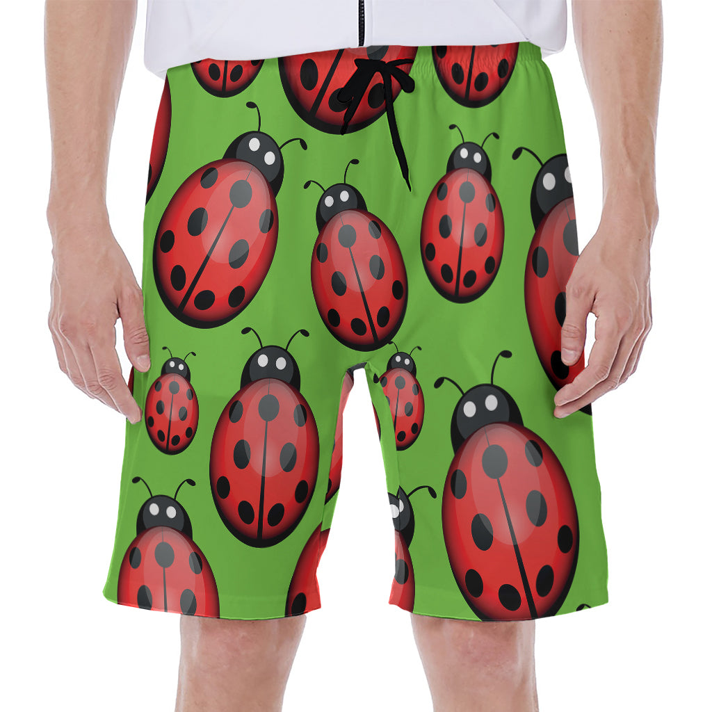 Cute Ladybug Pattern Print Men's Beach Shorts
