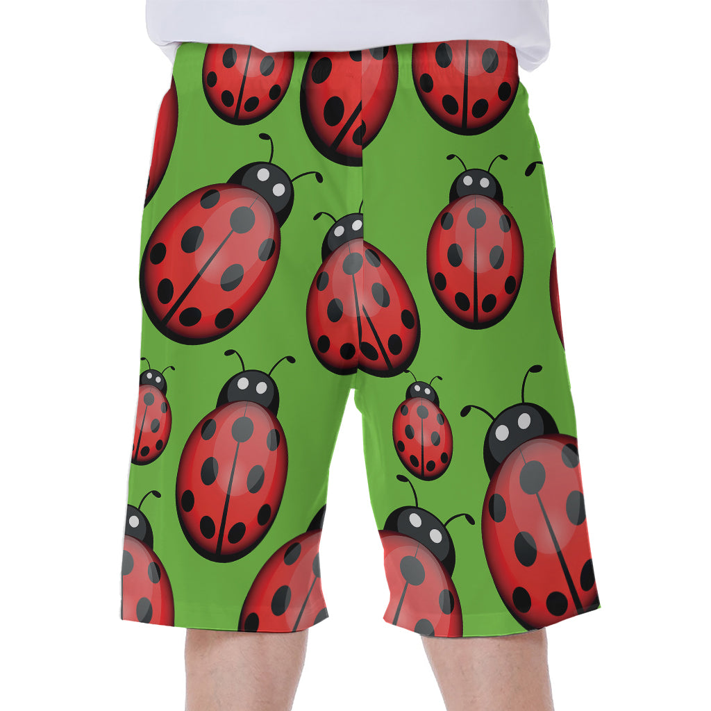 Cute Ladybug Pattern Print Men's Beach Shorts